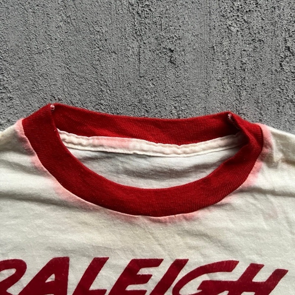 Vintage Raleigh Shirt Men Medium White 1970s Cycling Ringer Graphic‎ Tee - Picture 3 of 7